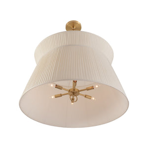 Wildwood Maria Pendant Antique Brass With Pleated Ivory Shade — Transitional 30" Ceiling Light For Dining, Entryways 67544