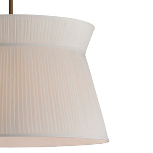 Wildwood Maria Pendant Antique Brass With Pleated Ivory Shade — Transitional 30" Ceiling Light For Dining, Entryways 67544