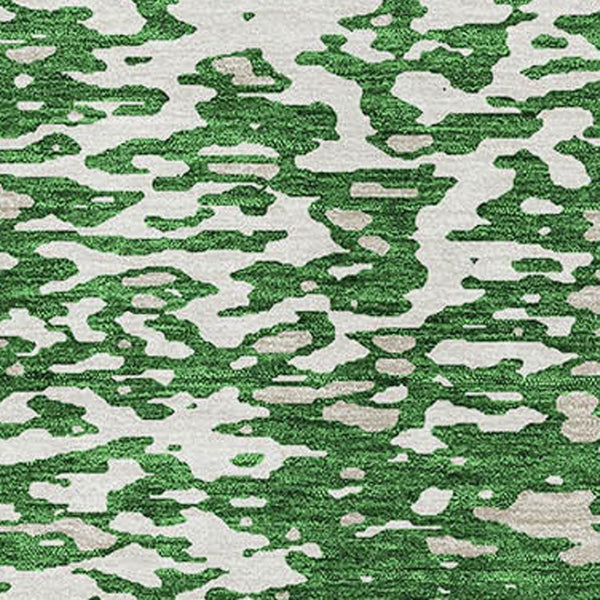 HomeRoots 5' X 8' Stylish Emerald and Ivory Abstract Washable Area Rug with UV & Stain Protection for Homes 675440