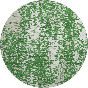 HomeRoots 8' Emerald Round Rug - Abstract Design, Washable, UV Resistant, Perfect for Active Homes & Decor 675441