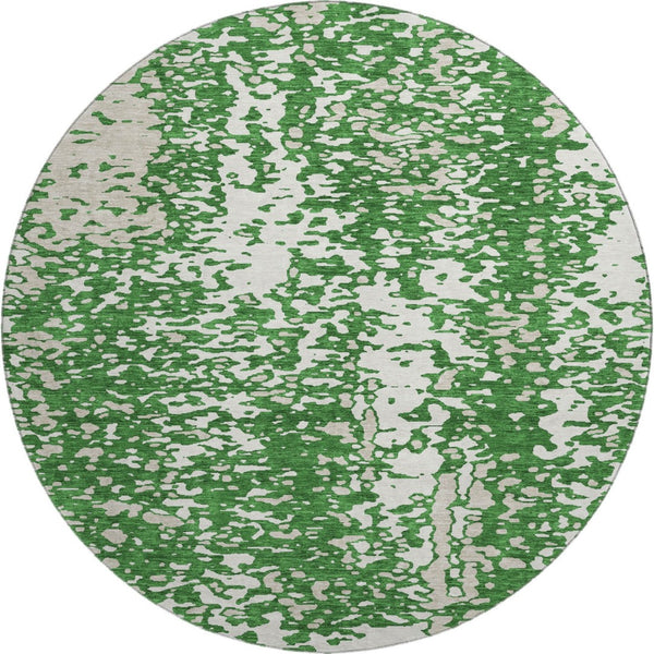 HomeRoots 8' Emerald Round Rug - Abstract Design, Washable, UV Resistant, Perfect for Active Homes & Decor 675441