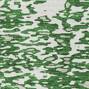 HomeRoots 8' X 10' Stylish Emerald and Ivory Abstract Washable Area Rug with UV Protection for Busy Homes 675442