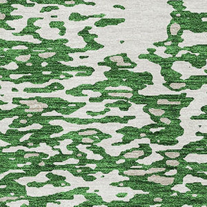 HomeRoots 9' X 12' Emerald & Ivory Abstract Area Rug - Washable, UV Protected, Stain Resistant for High-Traffic Spaces 675443
