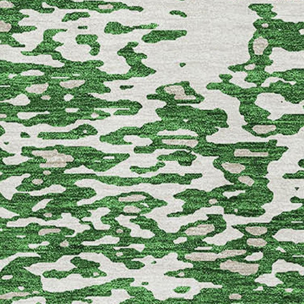 HomeRoots 10' Emerald & Ivory Abstract Washable Area Rug - UV Protected, Stain Resistant, Perfect for Homes! 675444