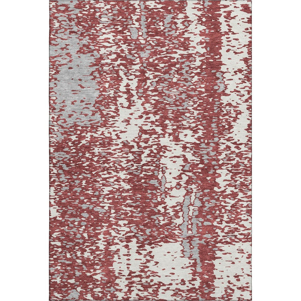 HomeRoots 5' X 8' Burgundy Ivory Gray Abstract Washable Area Rug - Stylish, Durable & UV-Protected Design! 675446