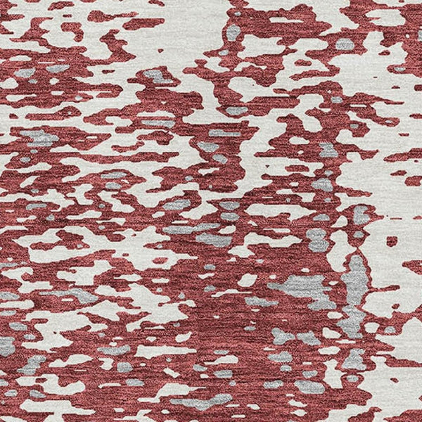 HomeRoots 5' X 8' Burgundy Ivory Gray Abstract Washable Area Rug - Stylish, Durable & UV-Protected Design! 675446