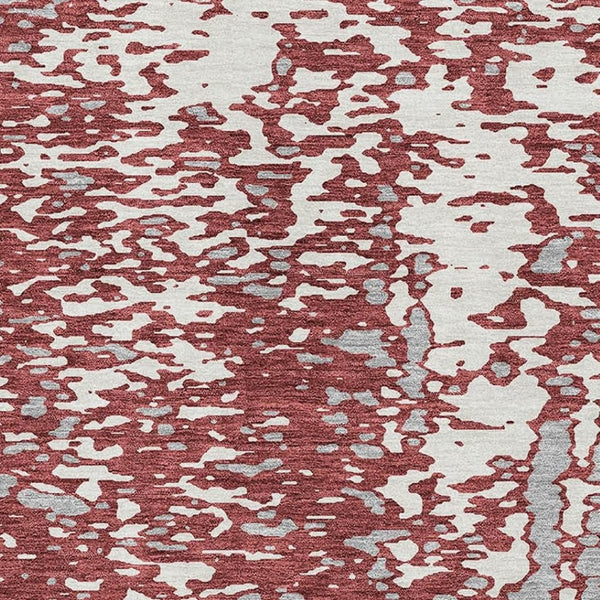 HomeRoots 5' X 8' Burgundy Ivory Gray Abstract Washable Area Rug - Stylish, Durable & UV-Protected Design! 675446