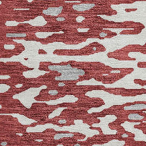 HomeRoots 8' Burgundy, Ivory & Gray Abstract Washable Round Rug - UV Protective, Durable & Stylish Floor Covering 675447