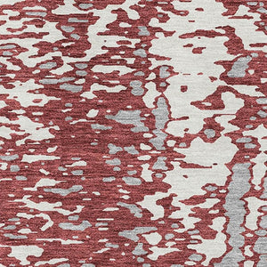 HomeRoots 8' X 10' Area Rug in Burgundy, Ivory & Gray - Washable, Stain-Resistant, UV Protected for Homes 675448