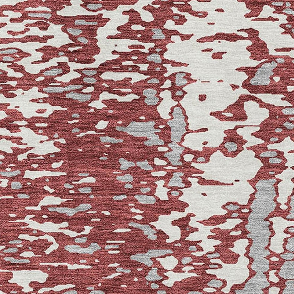HomeRoots 8' X 10' Area Rug in Burgundy, Ivory & Gray - Washable, Stain-Resistant, UV Protected for Homes 675448
