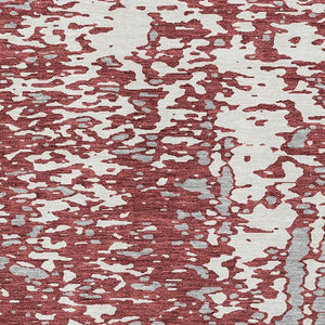 HomeRoots 8' X 10' Area Rug in Burgundy, Ivory & Gray - Washable, Stain-Resistant, UV Protected for Homes 675448