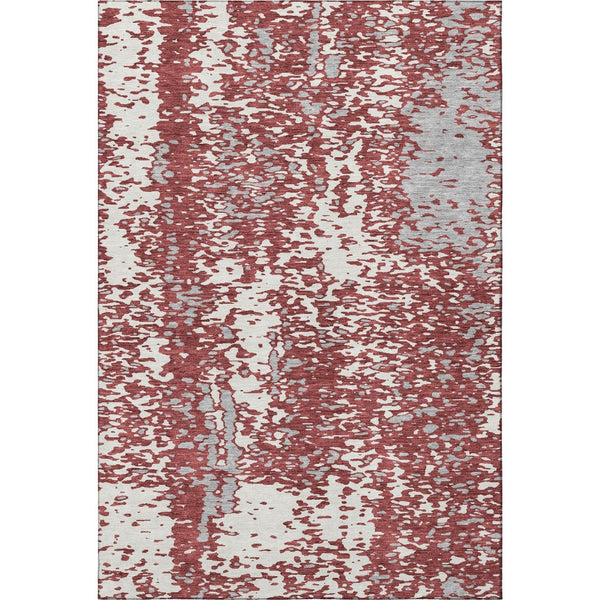 HomeRoots 10' Burgundy Ivory Gray Abstract Washable Area Rug - Durable, UV-Protected & Family-Friendly Design 675450