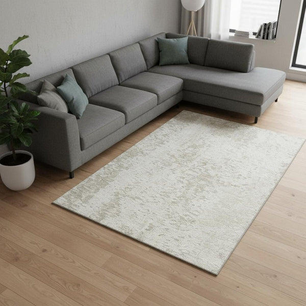 HomeRoots 8' X 10' Ivory and Beige Abstract Washable Area Rug - Durable, Stain-Resistant, UV Protected Design! 675454