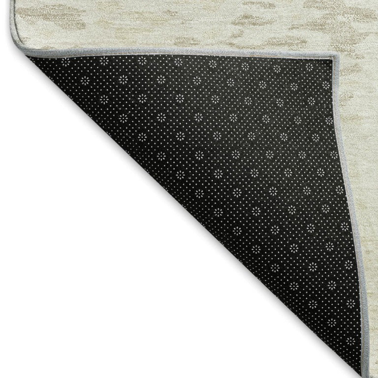 9x12 Ivory Beige Abstract Polyester Area Rug with Uv Protection for Living Rooms