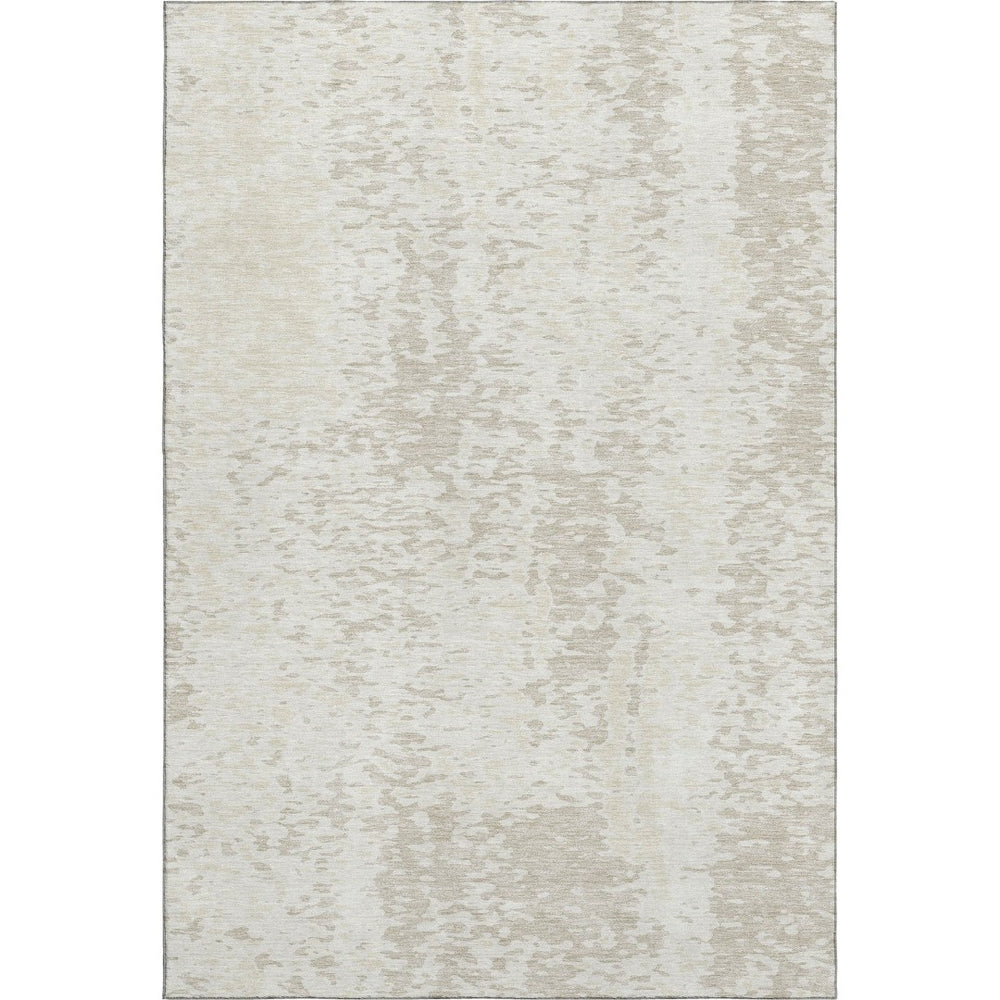 HomeRoots 10' X 14' Ivory and Beige Abstract Area Rug - Washable, UV-Protected, Durable for High-Traffic Homes 675456