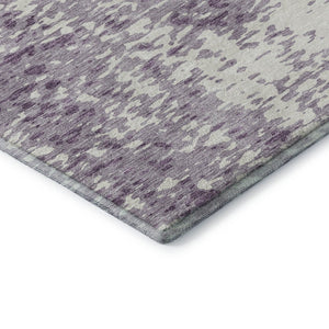HomeRoots 8' Lavender and Ivory Abstract Round Rug – Washable, UV-Protected, Stain-Resistant Soft Flooring Solution 675459