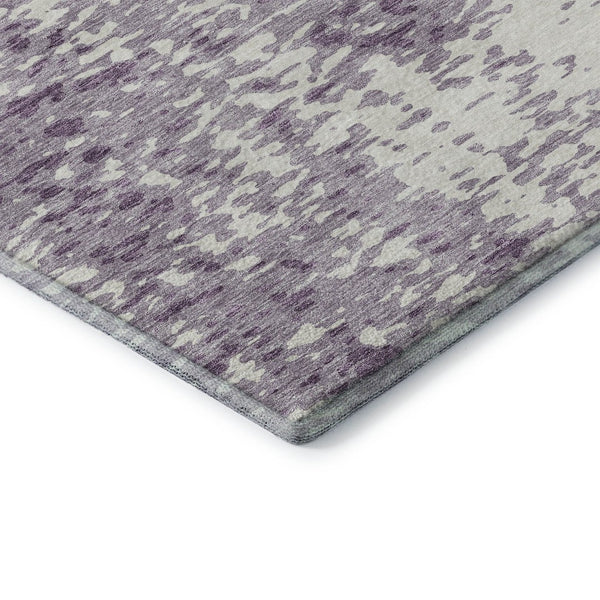 HomeRoots 8' Lavender and Ivory Abstract Round Rug – Washable, UV-Protected, Stain-Resistant Soft Flooring Solution 675459