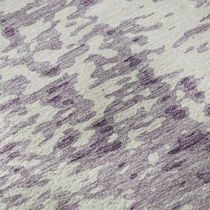 HomeRoots 8' Lavender and Ivory Abstract Round Rug – Washable, UV-Protected, Stain-Resistant Soft Flooring Solution 675459