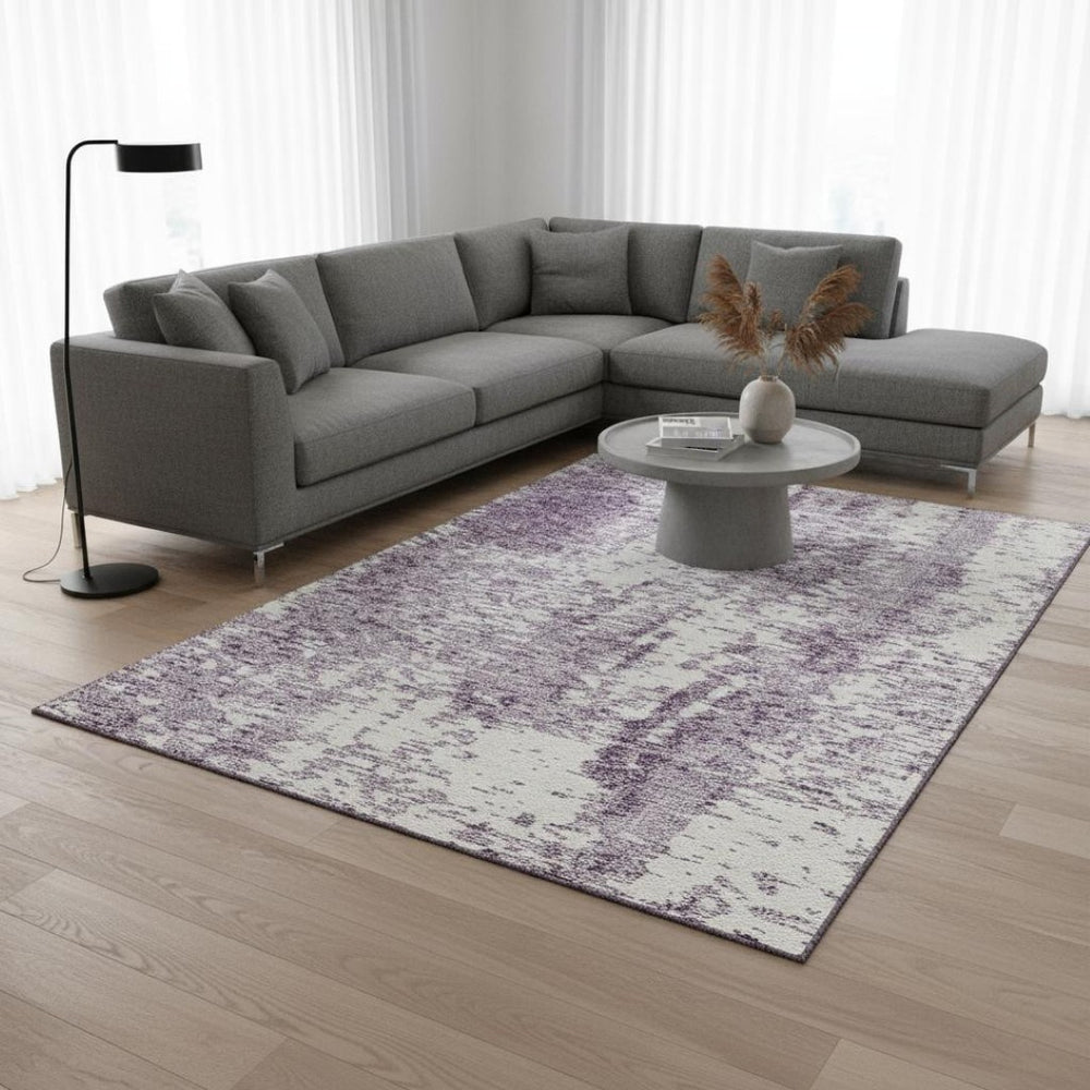 HomeRoots 10' X 14' Lavender Abstract Washable Area Rug with UV Protection for Stylish Home Décor & Comfort 675462