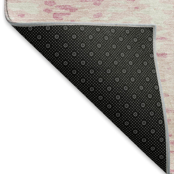 HomeRoots 5' X 8' Pink And Ivory Abstract Area Rug - Washable, UV Protected, Soft & Stylish for Any Room 675464