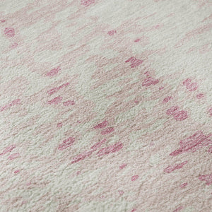 HomeRoots 5' X 8' Pink And Ivory Abstract Area Rug - Washable, UV Protected, Soft & Stylish for Any Room 675464