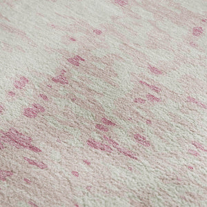 HomeRoots 5' X 8' Pink And Ivory Abstract Area Rug - Washable, UV Protected, Soft & Stylish for Any Room 675464