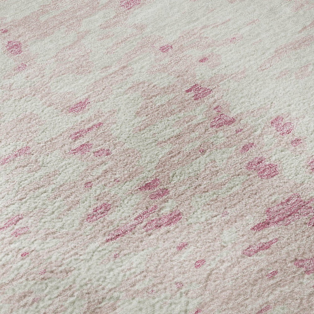 HomeRoots 8' X 10' Stylish Pink and Ivory Abstract Washable Area Rug with UV Protection for Busy Homes 675466