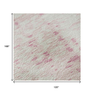 HomeRoots 10' Pink and Ivory Abstract Washable Area Rug - UV Protected, Durable, Perfect for Busy Homes! 675468