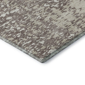 HomeRoots 8' Taupe and Ivory Abstract Round Rug - Washable, Stain-Resistant, UV Protected for Modern Spaces 675471