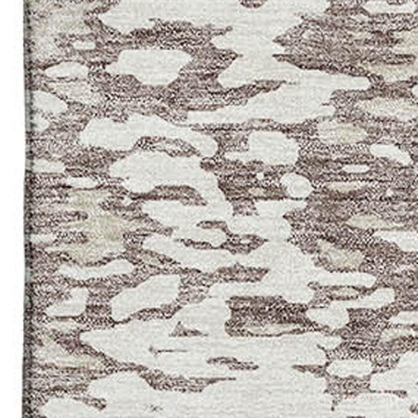 HomeRoots 10' Taupe and Ivory Abstract Area Rug – Washable, UV Protected, Perfect for Family Spaces and Pets 675474