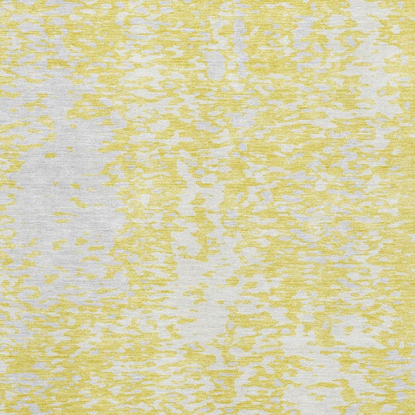 HomeRoots 5' X 8' Abstract Washable Area Rug in Yellow & Ivory – Durable, UV-Protected, Easy-Care Design! 675476