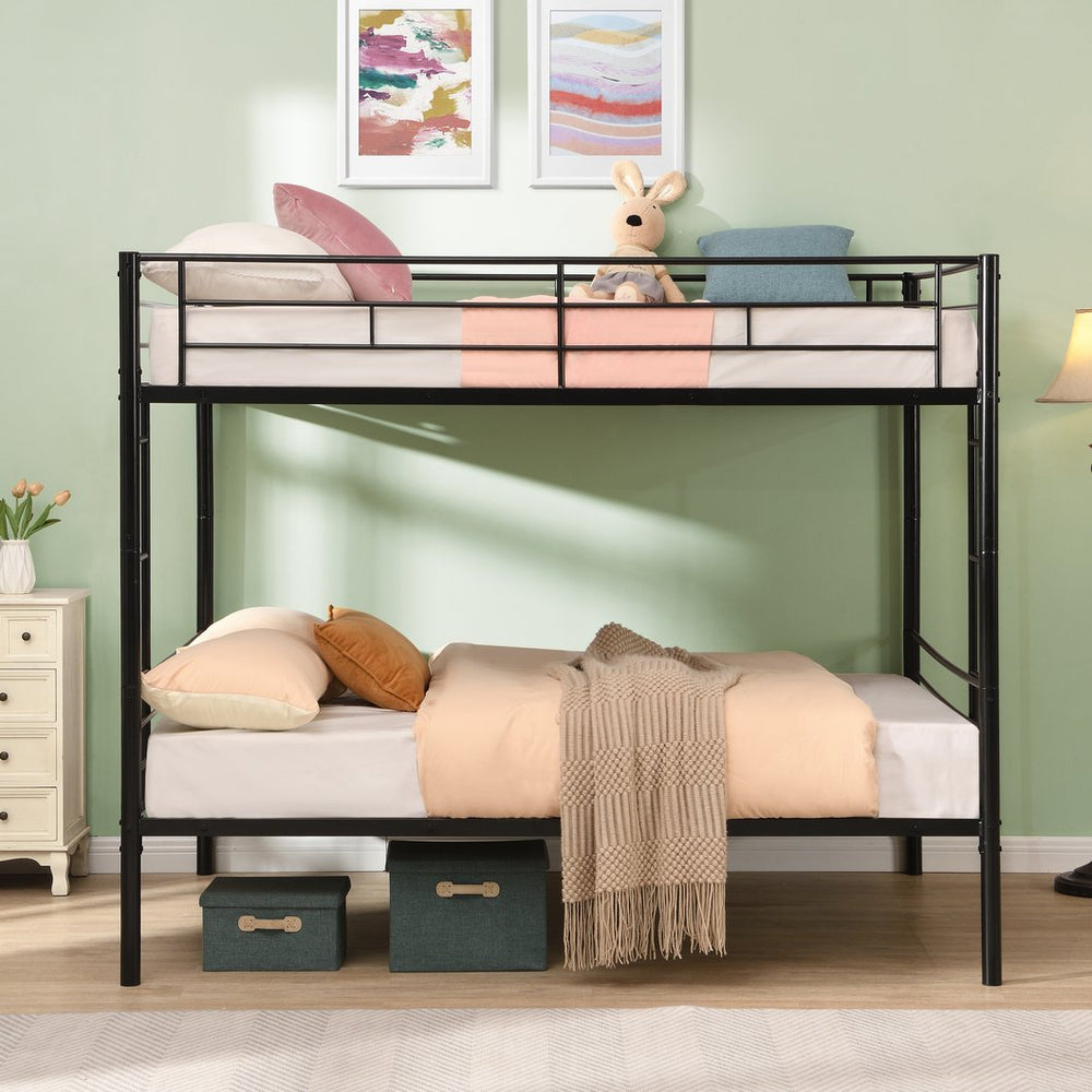English Elm Full Over Full Metal Bunk Bed – Space-Saving Design, Easy Assembly, No Box Spring Required! W311S00050