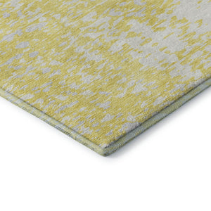 HomeRoots 9' X 12' Washable Yellow and Ivory Abstract Area Rug with UV Protection – Perfect for Family Spaces! 675479
