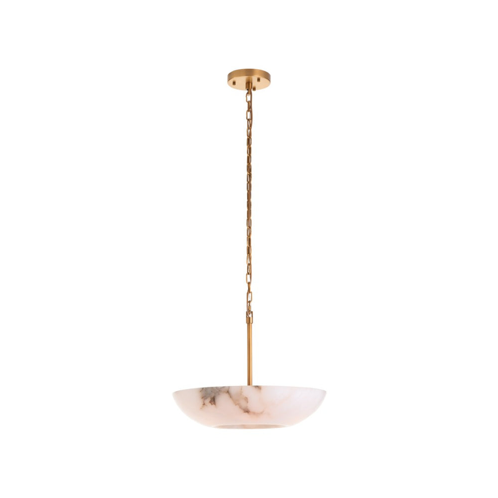 Wildwood Savino Alabaster Pendant Light — Sculptural Bowl Shade With Antique Brass, Warm Ambient Glow, 78" 67548