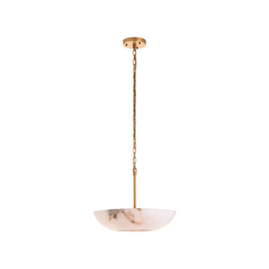 Wildwood Savino Alabaster Pendant Light — Sculptural Bowl Shade With Antique Brass, Warm Ambient Glow, 78" 67548