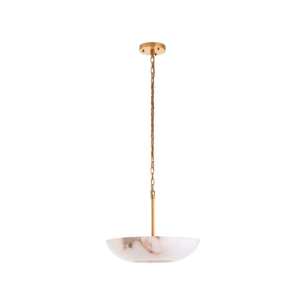 Wildwood Savino Alabaster Pendant Light — Sculptural Bowl Shade With Antique Brass, Warm Ambient Glow, 78" 67548