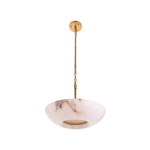 Wildwood Savino Alabaster Pendant Light — Sculptural Bowl Shade With Antique Brass, Warm Ambient Glow, 78" 67548