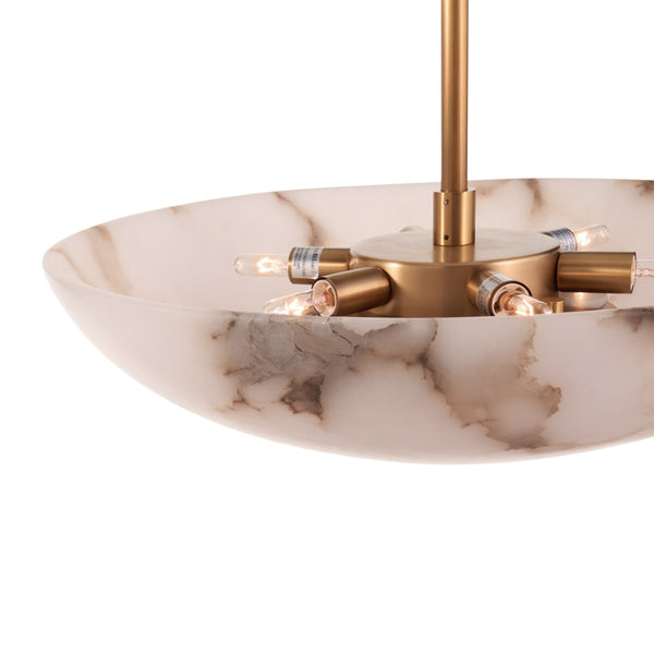 Wildwood Savino Alabaster Pendant Light — Sculptural Bowl Shade With Antique Brass, Warm Ambient Glow, 78" 67548