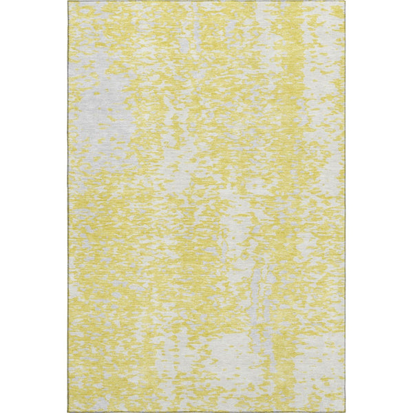 HomeRoots 10' X 14' Yellow And Ivory Abstract Area Rug - Washable, UV Protected, Durable & Stylish for Homes 675480