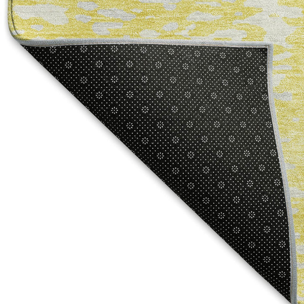 HomeRoots 10' X 14' Yellow And Ivory Abstract Area Rug - Washable, UV Protected, Durable & Stylish for Homes 675480