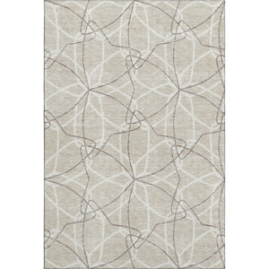 HomeRoots 5' X 8' Geometric Washable Area Rug in Beige, Ivory & Taupe – Durable, Stylish & UV Protected Design! 675482