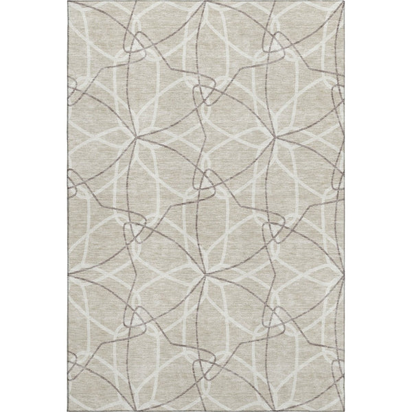 HomeRoots 5' X 8' Geometric Washable Area Rug in Beige, Ivory & Taupe – Durable, Stylish & UV Protected Design! 675482