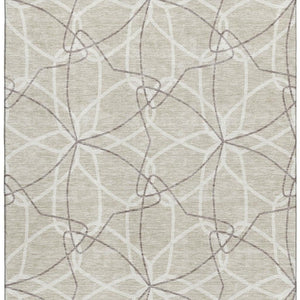 HomeRoots 5' X 8' Geometric Washable Area Rug in Beige, Ivory & Taupe – Durable, Stylish & UV Protected Design! 675482