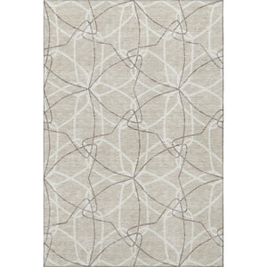 HomeRoots 5' X 8' Geometric Washable Area Rug in Beige, Ivory & Taupe – Durable, Stylish & UV Protected Design! 675482
