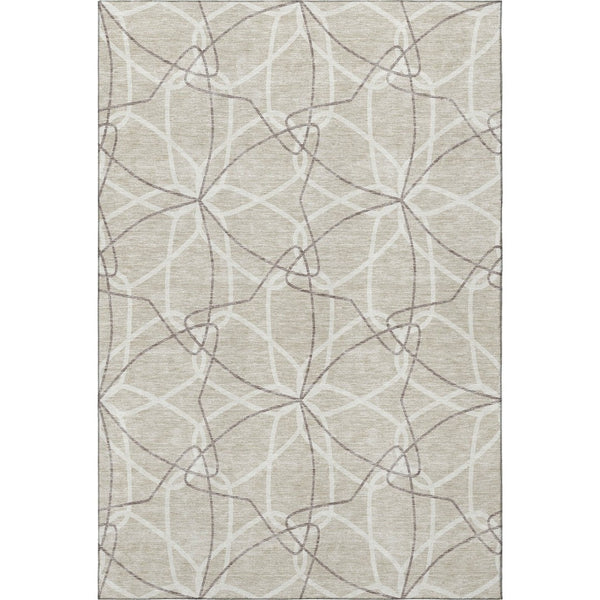 HomeRoots 5' X 8' Geometric Washable Area Rug in Beige, Ivory & Taupe – Durable, Stylish & UV Protected Design! 675482