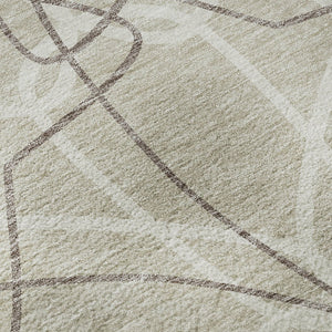 HomeRoots 8' Beige Ivory Taupe Geometric Round Rug - Washable, UV Protected, Durable & Stylish for Homes 675483