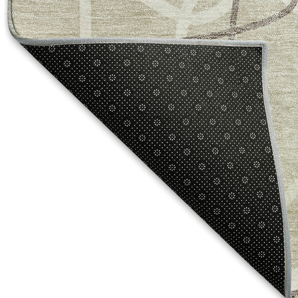 HomeRoots 8' X 10' Washable Geometric Area Rug in Beige, Ivory & Taupe - UV Protected & Stain Resistant Design 675484
