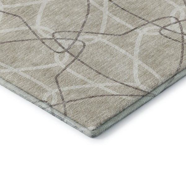 HomeRoots 8' X 10' Washable Geometric Area Rug in Beige, Ivory & Taupe - UV Protected & Stain Resistant Design 675484