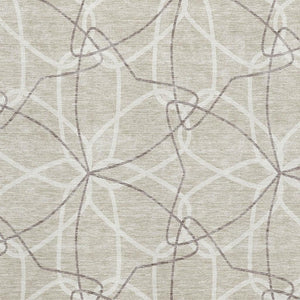 HomeRoots 8' X 10' Washable Geometric Area Rug in Beige, Ivory & Taupe - UV Protected & Stain Resistant Design 675484
