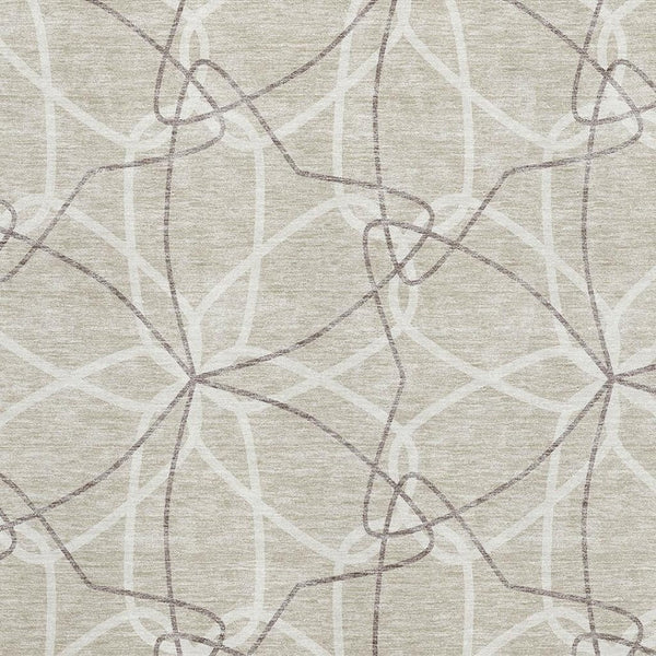 HomeRoots 8' X 10' Washable Geometric Area Rug in Beige, Ivory & Taupe - UV Protected & Stain Resistant Design 675484